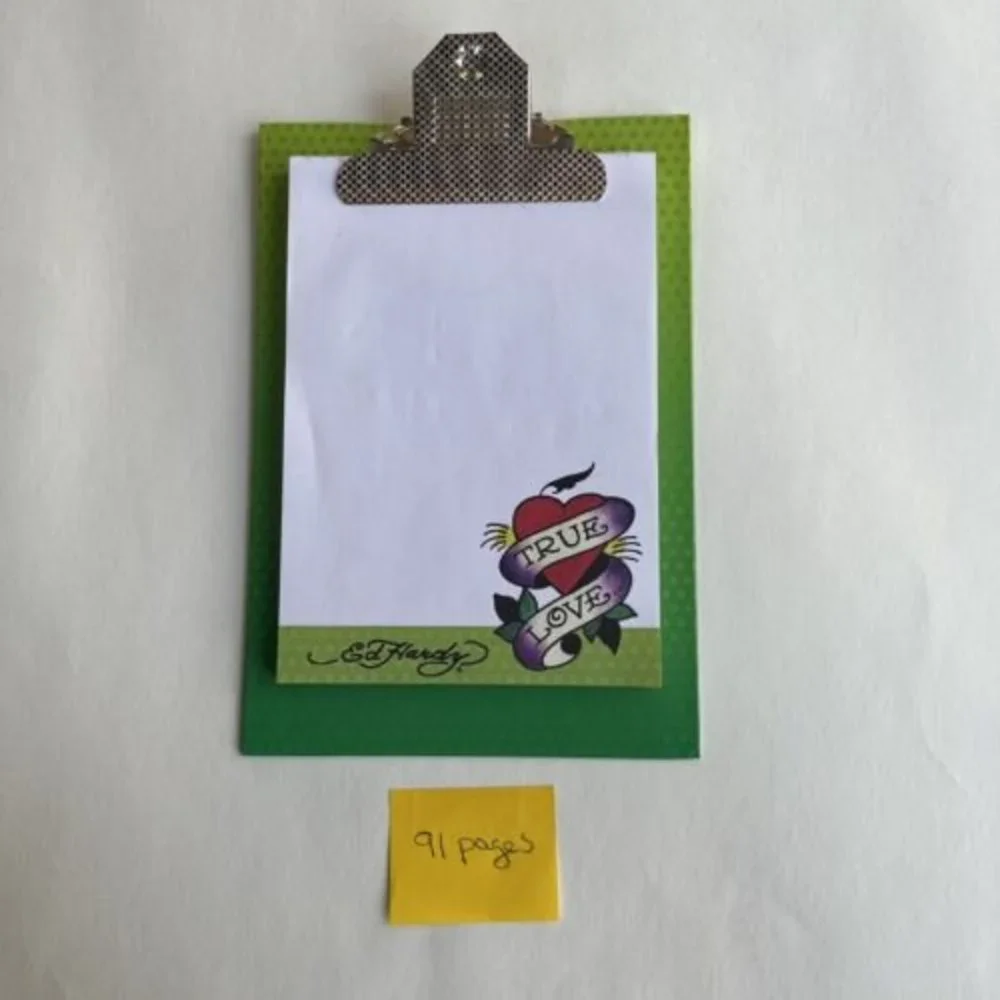 Ed Hardy Green “TRUE LOVE” Stationary Spiral Notebook & Clipboard With PadGr